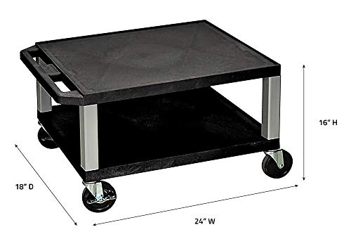 Luxor WT16-N 16"H AV Cart - Two Shelves - Nickel Legs, Multipurpose Storage for Video Projector, TV, Laptop, Computer, Printer Stand, 24"W x 18"D x 16"H by Luxor - Used condition - Image 2