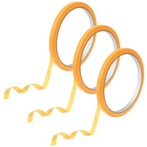 Image of 3 Rolls Pinstripe Tape, 1 /4 Inch Thin Yellow Automotive Masking Tapes Pinstriping Tapes, Fine Line Pin Striping Tape for Cars Painters Tapess for Cars Automotive DIY Art Whiteboard, 20 Yard Yellow
