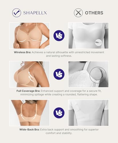 SHAPELLX Wireless Bras for Women Supportive Bras No Underwire Seamless Comfortable Everyday Bralettes V Mesh Push Up Bra4
