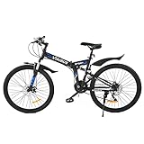 Viribus 26' Folding Mountain Bike Dual Disc Brakes | 26er MTB Carbon Steel Frame | Adult Road &...