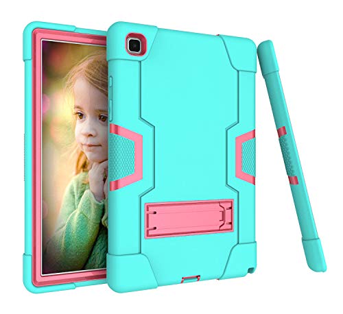 Bingcok Case for Galaxy Tab A7 10.4 Case 2020, Heavy Duty Rugged Full-Body Hybrid Shockproof Drop Protection Cover for Samsung Galaxy Tab A7 10.4 2020 Model SM-T500 /SM- T505 /SM-T507 (2-Aqua+ Rose)