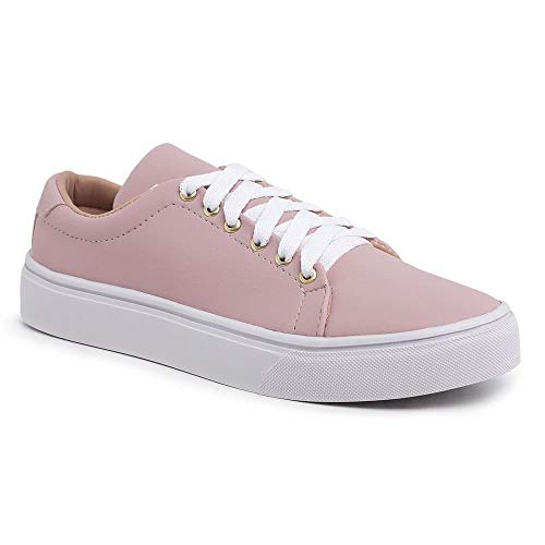 Tênis Feminino Social Sapatênis Casual Dia Dia Varias cores Cor:Rose;Tamanho:35