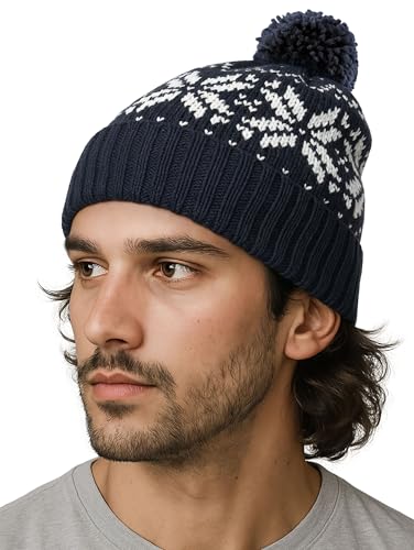 Neverless® Herren Strickmütze Norwegermuster Wintermützen für Männer...