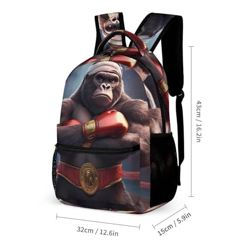 Gorillas Boxing Champion Cute Backpacks Set Lightweight Lunch Bag Aesthetic Pencil Cases for Travel Work2