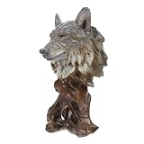 VORCOOL Wolf Head Statue Animal Ornament: Resin Art Sculpture Crafts Home Feng Shui Table Decoration