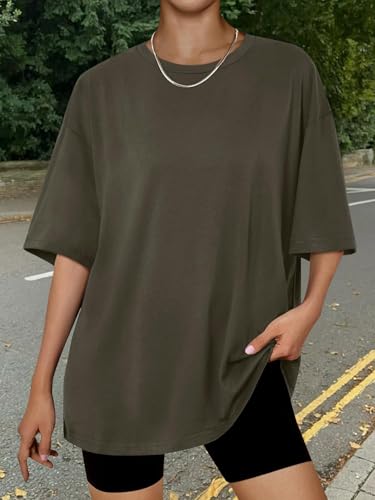 Image of Trendy Queen Womens Oversized T-Shirts Short Sleeves Workout Tops | Casual Summer Gym Tees Plus Size Fashion Clothes 2026