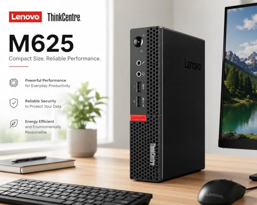 Image of Lenovo ThinkCentre Mini Desktop Computer with AMD Processor & Graphics, 8GB DDR4 RAM, 1TB SSD, Windows 11, Wi-Fi, Bluetooth, 2X DisplayPort, RJ-45 Port, USB, for Daily Work, Wired Keyboard & Mouse