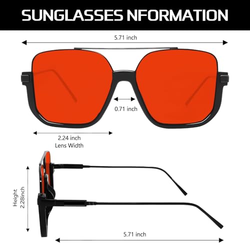 Image of GUVIVI Retro Oversized Aviator Sunglasses for Women Men Square Double Bridge Pilot Sun Glasses 70s Trendy Shades