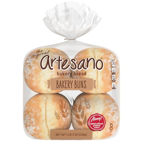 Artesano White Bakery Buns, 8 count, (2.38 oz each), Hamburg...