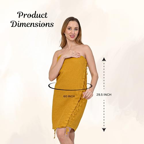 Image of Bath Towels - 100% Cotton Waffle Weave Large Size Towels (75 x 150cm) - Quick Absorption &Faster Drying Bath Towel for Women & Men (Pack of 2, Brick & Mustard Yellow)