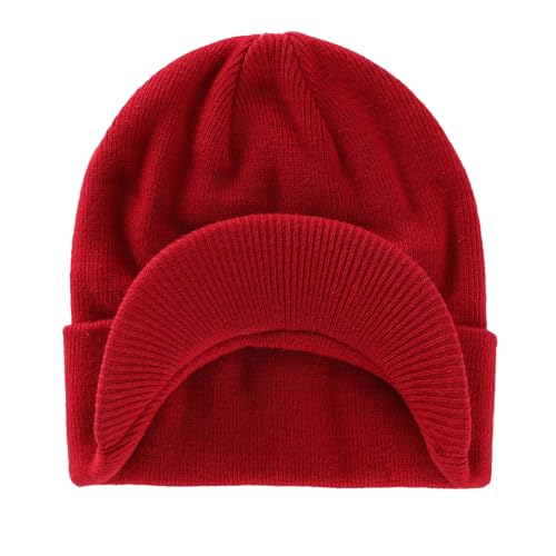 Image of Home Prefer Men's Winter Beanie Hat with Brim Warm Double Knit Cuff Beanie Cap Watch Radar Hat