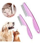 Pet Flea Cleaner Comb, 2pcs Grooming Brush Magic Fine Pet Comb, Stainless Steel Massage Comb Kit ...