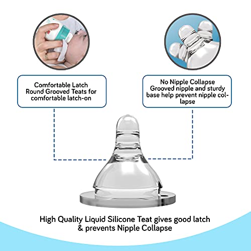 Image of LuvLap Anti-Colic Slim /Regular Neck Essential Baby Feeding Bottle, 250ml (Pack of 2),Blue & Paraben Free Wipes for Baby Skin with Aloe Vera,72 Wipes /Pack with Lid Pack, 3 Packs