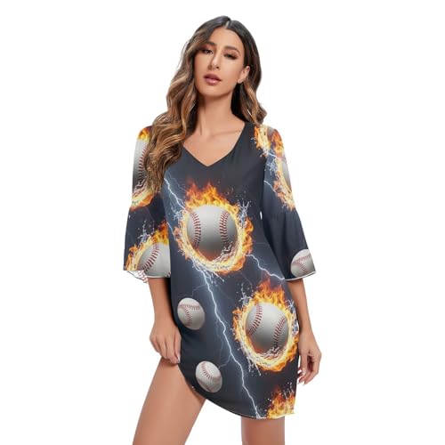 Robe courte de plage imprimé baseballs splashes pour vos soirées d'été