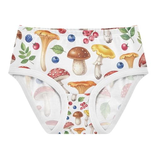 Toddler Briefs, Mushrooms Colorful Berries Girls' Cotton Brief Underwear, 2–8 Years