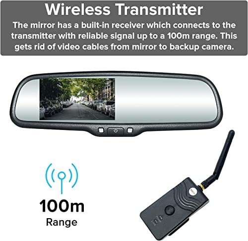 Master Tailgaters 10.5" Oem Rear View Mirror With 4.3" Lcd Screen + Wireless Transmitter & 170° Led Backup Camera | Universal Rearview | Auto Adjusting Brightness Lcd | Anti Glare | Full Replacement #TOP3