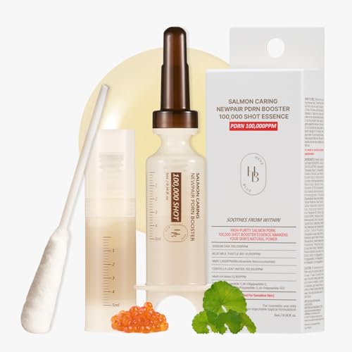 HEVEBLUE Salmon Caring Centella New Pair PDRN Booster 100,000 Shot Essence (1ea) - Salmon PDRN, Restore and Rejuvenate, Refine Skin Texture, Low Irritation, Korean Skincare, K-Beauty