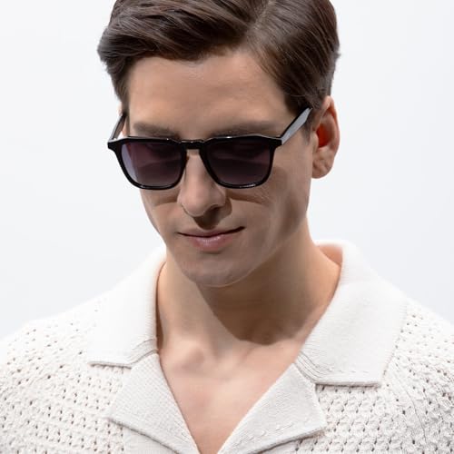 Image of CARFIA Retro Sunglasses for Men Polarized UV400 Protection, Hand-crafted Acetate, 60s Style Square Cool Sun Glasses
