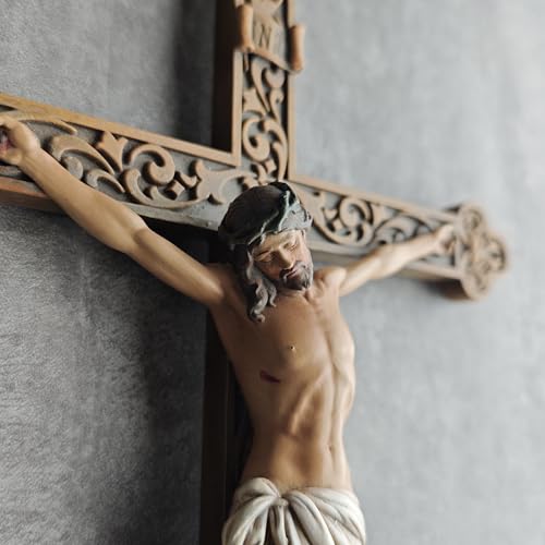 Cruz de parede com crucifixo católico BC, decoração de casa de parede de Jesus Cristo, visual esculp