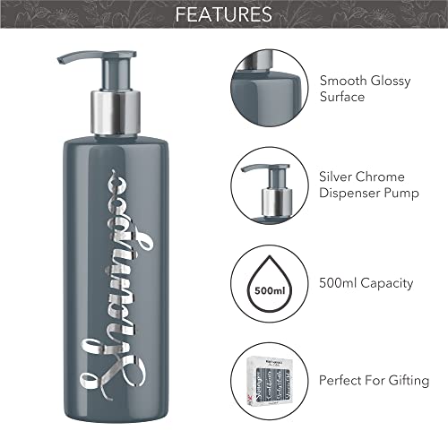 Print Maniacs Grey Mrs Hinch Inspired Personalised 500ml Pump Bottles Bathroom Lotion Kitchen Set Shampoo Conditioner Body Wash (Set 6) (Silver) - Image 3