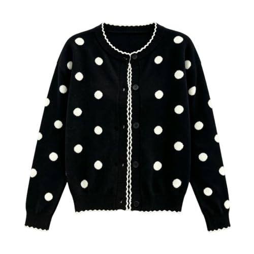 Womens Cardigan Lightweight Polka Dot Sweater Button Down Knit Coat - image 5