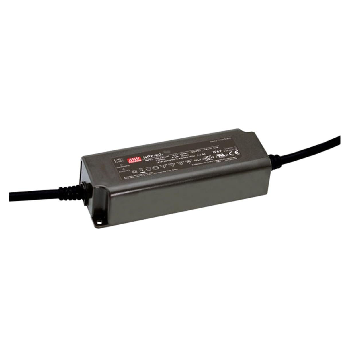 Transformateur NPF-60-24 compact 60W avec PFC actif et boîtier étanche IP67 haute sécurité