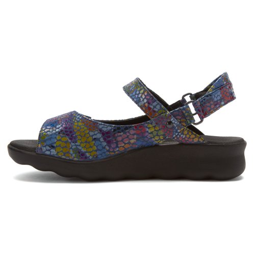 New Wolky Women's Pichu Sandal Jeans Blue Multi Color Fantasy 383