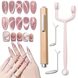 4Pcs Magnetic Tools for Cat Eye Gel Nail Polish, Professional 3 IN 1 Nail Art Tool for Creating Floral, Round, and Square Designs with Magnetic Gel Polish, Includes Y-Bar and 2Pcs Heart Guide