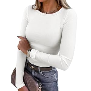 ANRABESS Women Long Sleeve Crewneck Rib Knit Slim Fit Shirts Basic Tee Tops 2025 Casual T-Shirt Going Out Workout Outfits