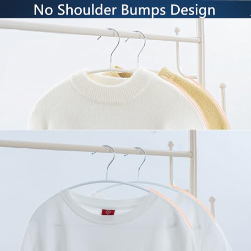 Cocomaya 42CM Weiß Keine Schulter Bumps No Mark Anti-Rutsch Gummi beschichtete Kontur Metall Mantel Kleiderbügel, Pullover Kleiderbügel, T-Shirt Kleiderbügel mit Hosenbügel 10 Stück