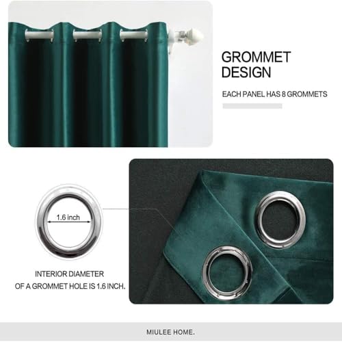 MIULEE Samtvorhang mit Ösen, Vorhänge Blickdicht 140x245 cm Grün, 2er Set – Ansicht 5