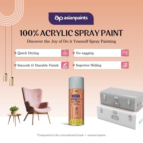Image of Asian Paints ezyCR8 Apcolite DIY Spray Paint - Silver, 400ml, 100% Acrylic | Multi-Surface Use: Metal, Wood & Walls