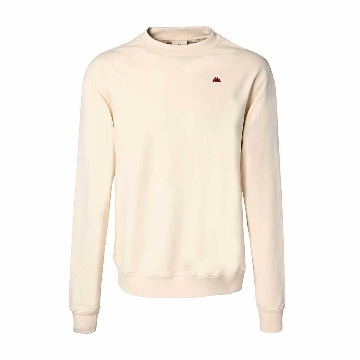 Kappa671155W 869 White Mastic Robe Giovani Grevan Crew Neck Sweatshirt in Warm French Terry Melange Cotton Regular Fit