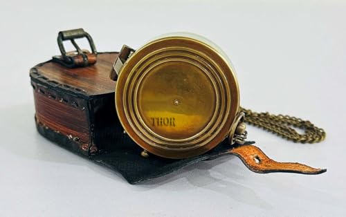 Brújula de Bolsillo Vintage de Latón Antiguo con Estuche de Cuero y Cita Grabada - Regalo Náutico miniatura 4