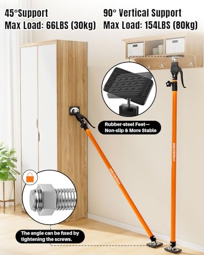 HOLOTHURIAN Cabinet Jack Support Pole, 49.2-114.2 inches Third Hand Tools Adjustable Support Pole, 3rd Hand Support System for Upper Cabinet Installation, 154 LB Capacity, 4-Pack