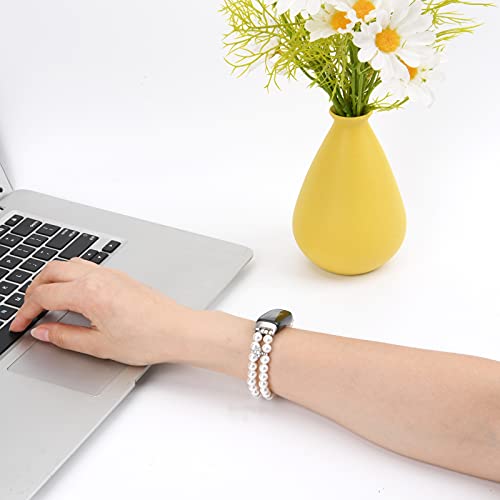 Image of Wongeto Compatible with Fitbit Luxe Bands,Fashion Handmade Elastic Stretch Pearl Bracelet Women Replacement Strap for Fitbit Luxe accssorises