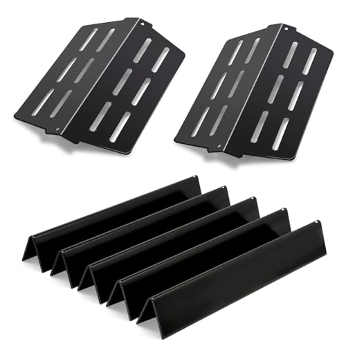 Hipoilk Barras aromatizantes 7620 de 17.5 pulgadas y deflectores de calor 65505 para parrilla Weber Genesis serie 300 con perilla de control frontal Genesis E310 E320 E330 S310 S320 S330