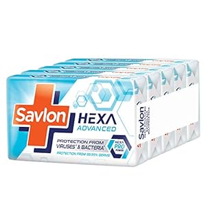 Savlon Hexa Advanced Germ Protection Bathing Soap Bar, Pack of 5-125g each