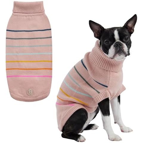 GF PET Arctic Sweater | Stylish Turtleneck Sweater for Dogs | Cozy Acrylic Multi-Knit in Sleek Design | Ribbed Arm Holes & Unisex Fit | Comfortable Winter Pet Clothes - Pink - X Large Cover