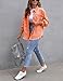 Oulivey Womens Ripped Distressed Denim Jacket Tops Oversized Casual Long Sleeve Basic Jean Jacket Coats(0276-Orange-M)