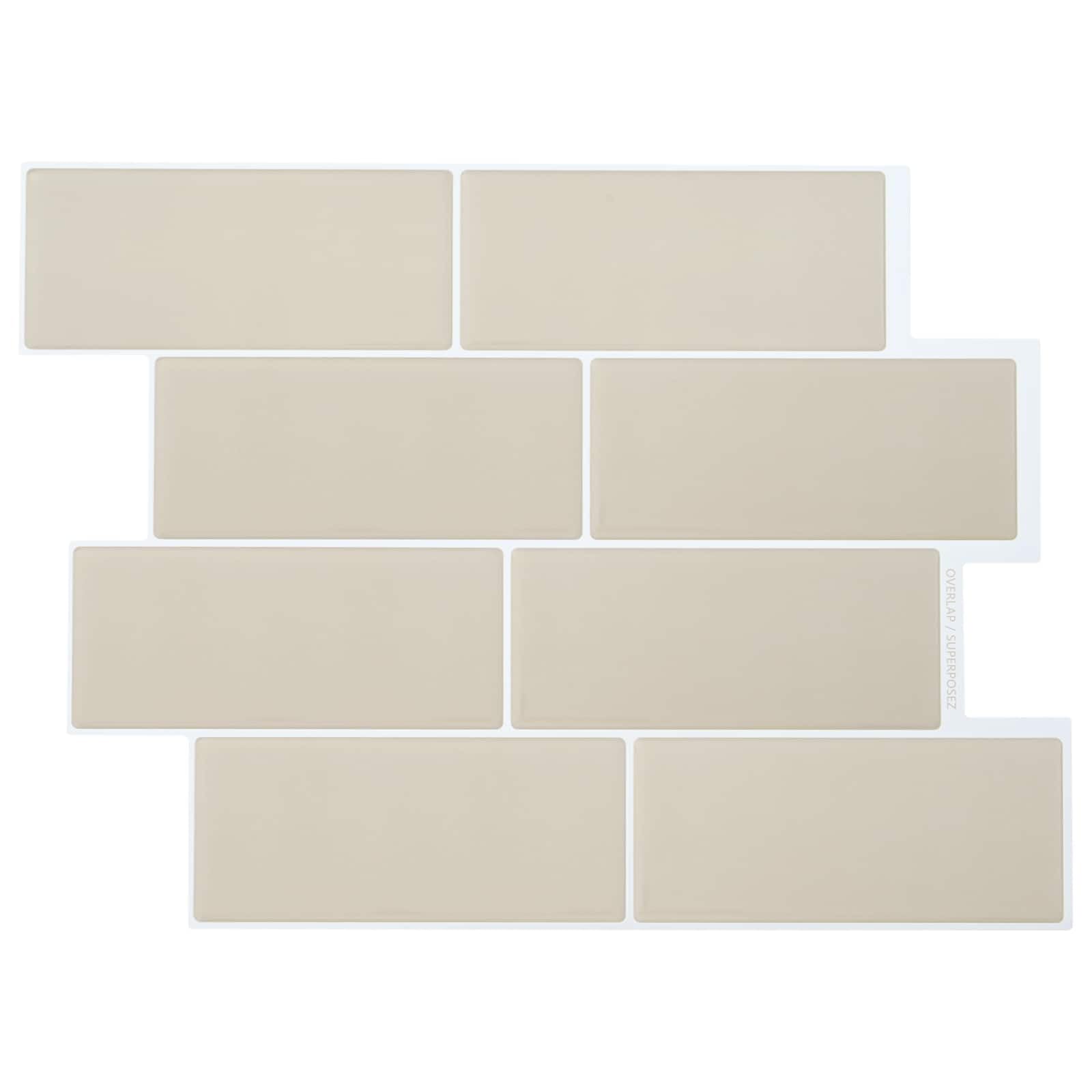 Vidaxl Beige Subway Tiles Pack Of 10 29 X 21 Cm Polyurethane And Pet Stylish Wall Tiles, Heavy Duty Subway Tiles, Rectangular Decoration For Modern Bathrooms And Kitchens