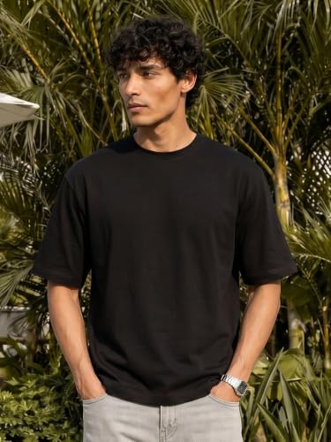 Image of XYXX Solid Boxy Oversized Roundneck Tshirt for Men