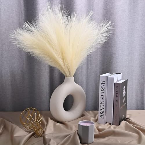 NOLACE Pampas Decorative 30 Pezzi Piume Decorative 55CM Fiori Secchi Decorativi Piume Decorative Lunghe Pampas Fiori Secchi Pampas Alte Per Matrimonio, Soggiorno, Arredamento Boho-Nere (Beige)