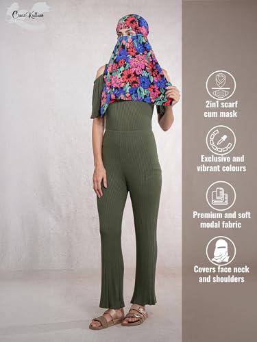 Image of Multipurpose Mask Cum Scarf for Women Cotton I Face Cover for Women I Sun Protection and Summer Wear Scarf