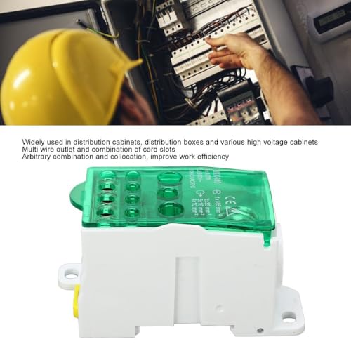 Boîte de jonction pour rail DIN 690V 400A verte en PA66 ignifuge