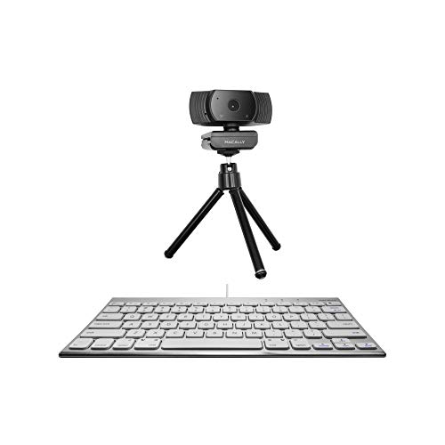 Macally Wired Mini Keyboard and a 1080P Webcam with Microphone, Tripod and Built in Speaker, Upgrade Your MacBook Accessories