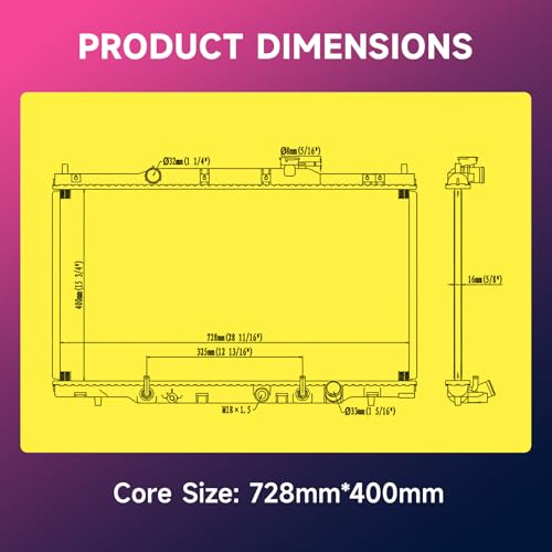 Image of Engine Coolant Radiator Assembly Compatible with Honda CR-V 2.4L 2002-2006, Element 2.4L 2003-2006 Replace#19010PHM003, 19010PHM901, 19010PPAA01, 19010PPAA51, 19010PPLA01