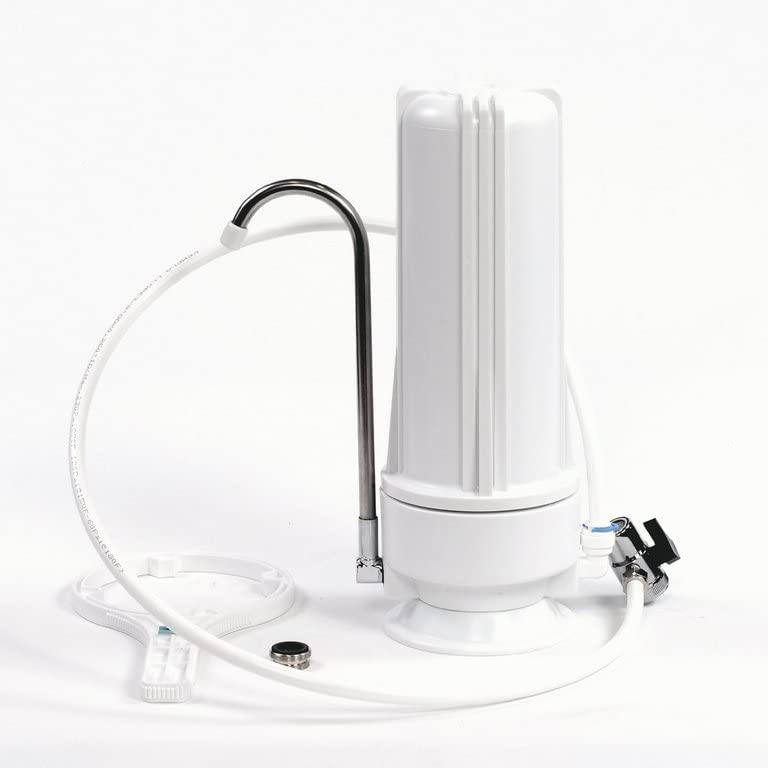 Aktivkohlefilter Auftisch Weiß mit Carbonit NFP Premium Wasserfilter Küchenfilter