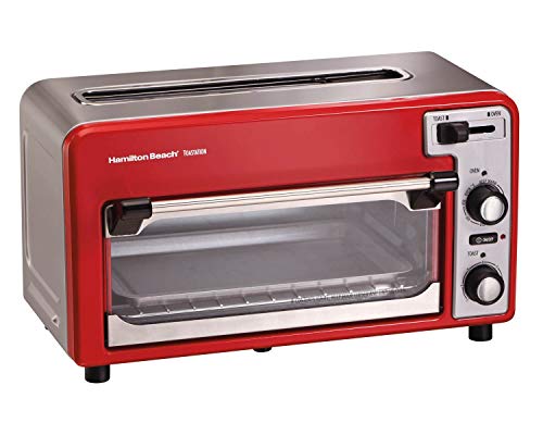 Hamilton Beach 22722 Toastation Toaster Oven w/Wide 2 Slice Toaster Combo, Red - Thumbnail 5