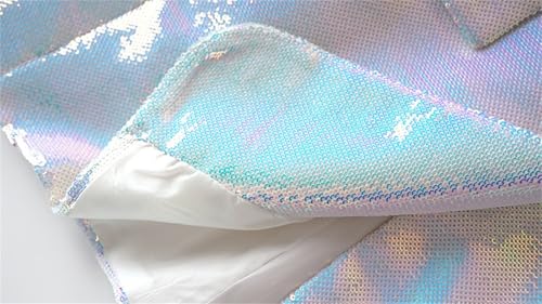 Women Sequin Blazer and Short Set 2 PC Slim Fit Notch Lapel Prom Party Glitter Suit4